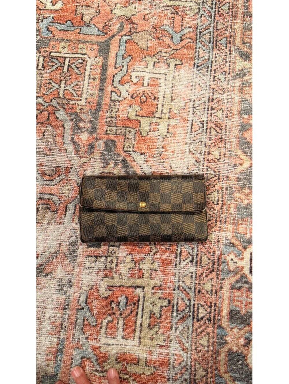 Authentic LOUIS VUITTON Damier Ebene Portefeuille Sarah Long Wallet